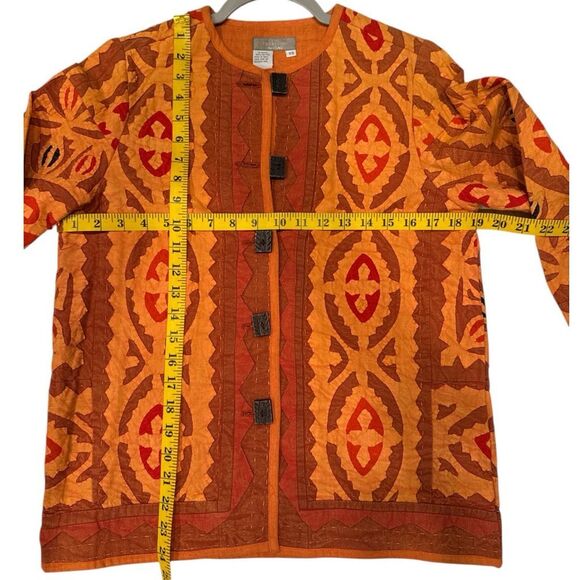 The Territory Ahead Women's Quilted Pieced Aztec Boxy Jacket Brown Orange XS - Picture 5 of 7